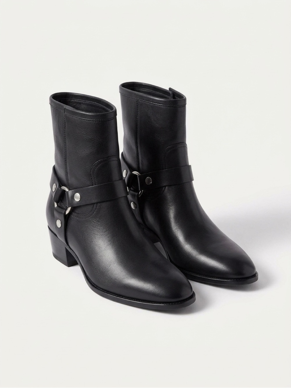 Zadig & Voltaire Black Leather Harness Ankle Boots